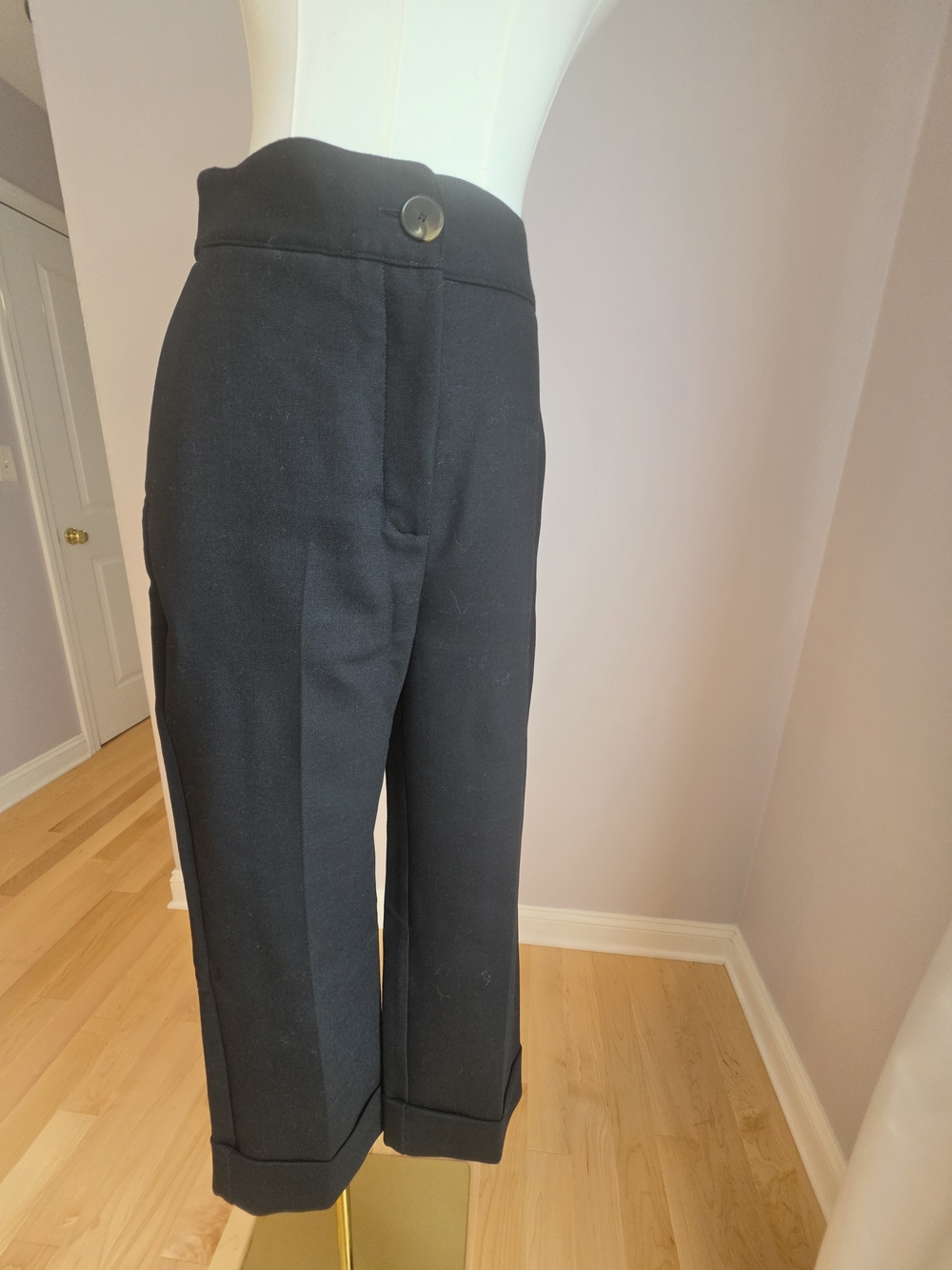 Sezane Black Cropped Straight-Leg Women's Pants